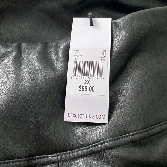 Dex High Waisted Faux Leather Black Leggings 2X - Picture 1 of 4